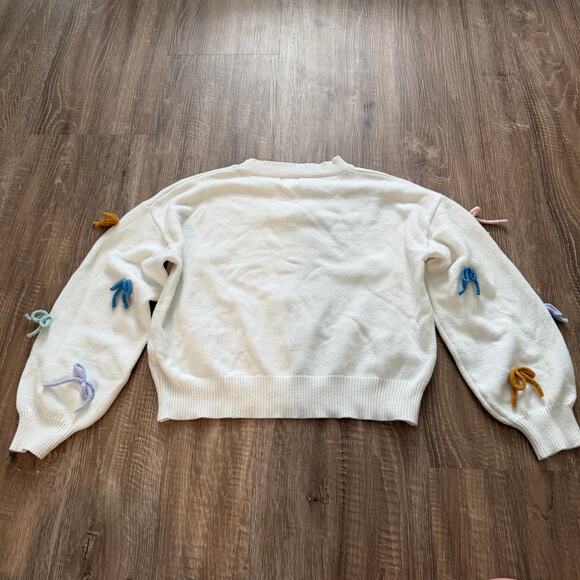 Luna Ivy Anthropologie 3D Bow Sweater Womens Large White Coquette - Picture 8 of 8